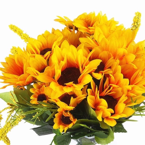 Shop Enova Home Mixed Silk Sunflower Arrangement In Clear Glass