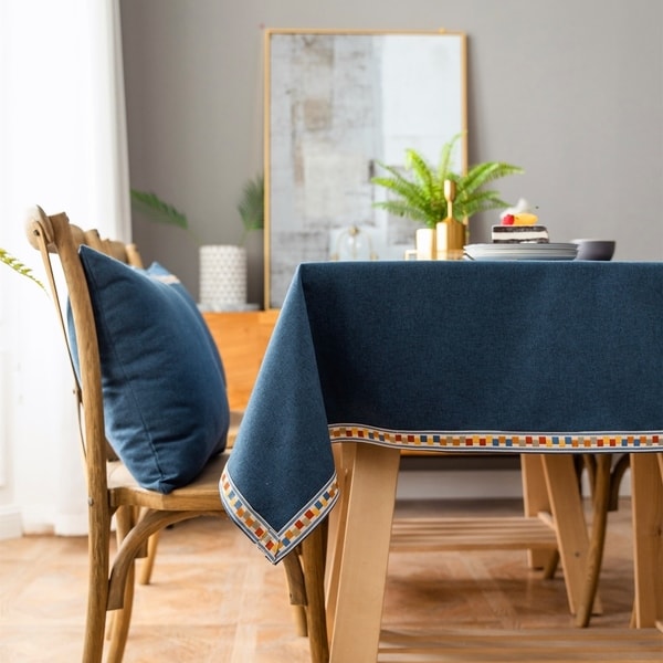 Enova Home 54" x 78" High Quality Rectangle Cotton and Linen Water Resistant Tablecloth For Dinning Table - 54" x 78". Opens flyout.