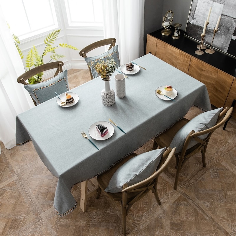 Enova Home 54" x 78" High Quality Rectangle Cotton and Linen Water Resistant Tablecloth For Dinning Table - 54" x 78"