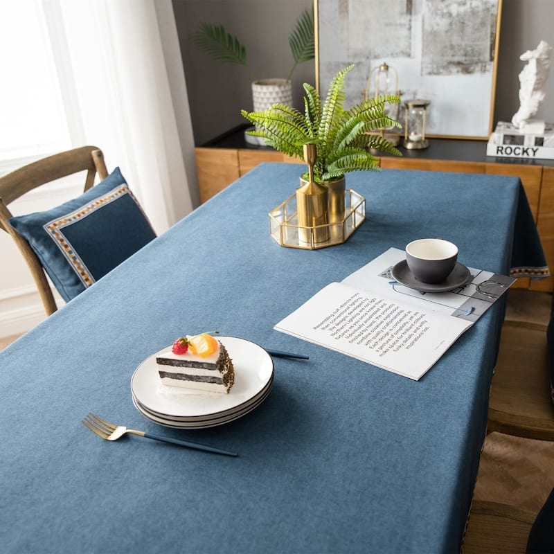 Enova Home 54" x 78" High Quality Rectangle Cotton and Linen Water Resistant Tablecloth For Dinning Table - 54" x 78"