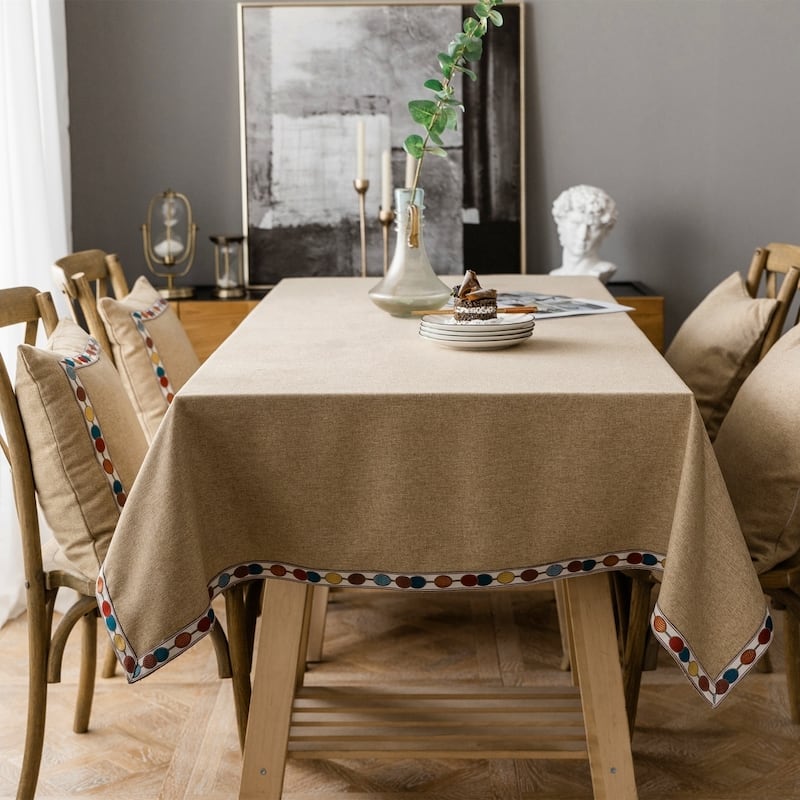 Enova Home 54" x 78" High Quality Rectangle Cotton and Linen Water Resistant Tablecloth For Dinning Table - 54" x 78"