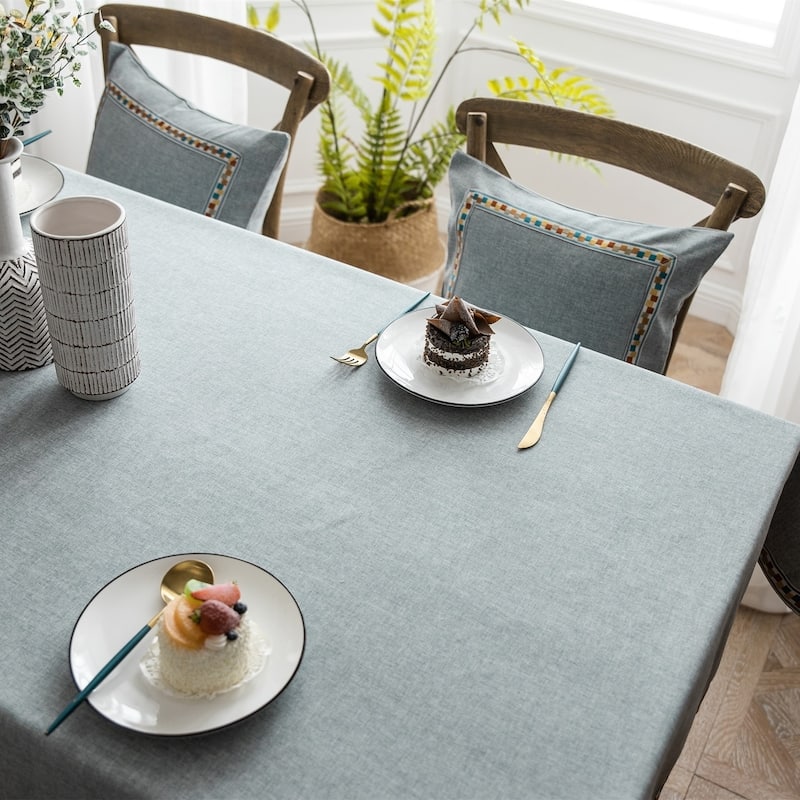 Enova Home 54" x 78" High Quality Rectangle Cotton and Linen Water Resistant Tablecloth For Dinning Table - 54" x 78"