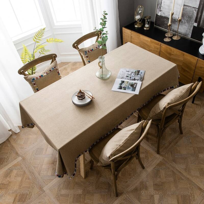 Enova Home 54" x 78" High Quality Rectangle Cotton and Linen Water Resistant Tablecloth For Dinning Table - 54" x 78"