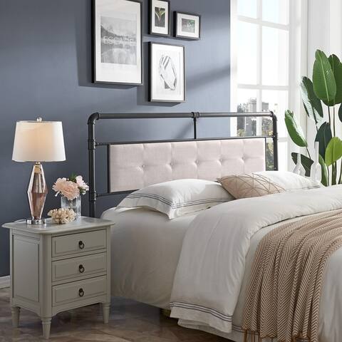 Cressy Modern Industrial Upholstered Headboard by Christopher Knight Home