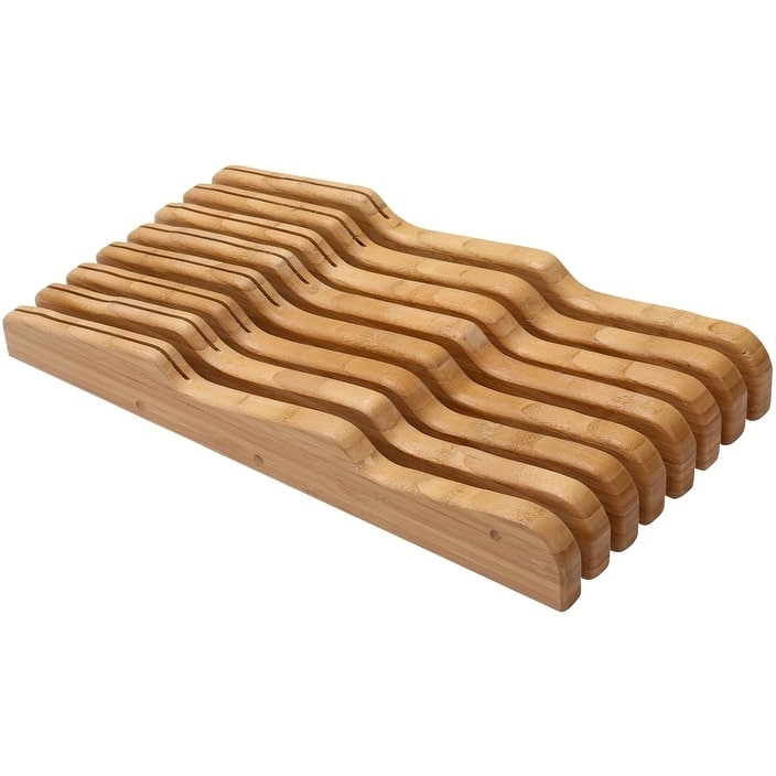 YBM Home In-Drawer Bamboo Kitchen Knife Block - 17 in. L x 8.75 in. W x 2 in. H
