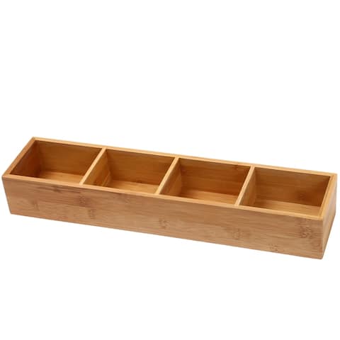 YBM HOME Bamboo 4 Compartment Organizer Tray for Drawers