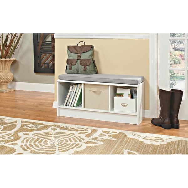 Shop Porch Den Southbrook 3 Cube Storage Bench With Grey Cushion Overstock 30525964