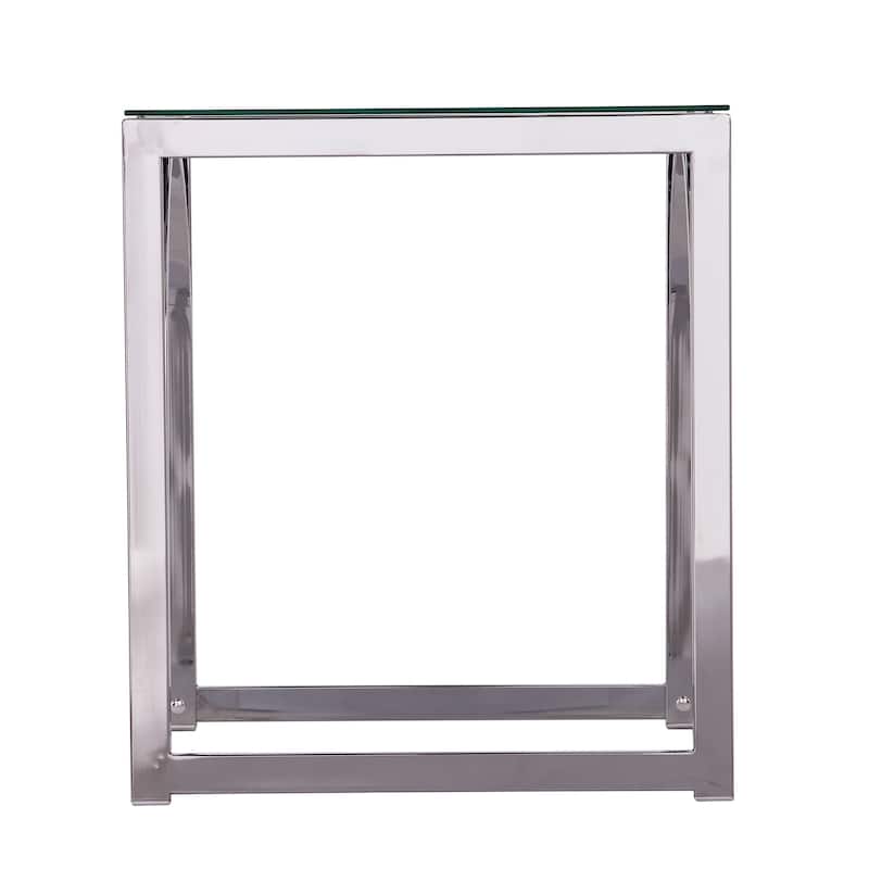 SEI Furniture Stene Contemporary Silver Glass Side Table