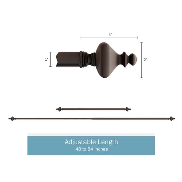 1Inch Decorative Modern Turned Finial Curtain Rod by Lavish Home On