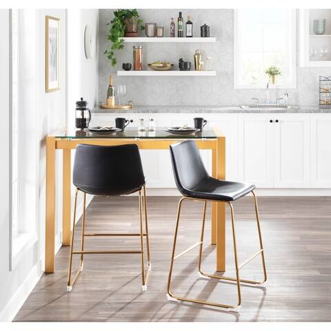 Duke Contemporary Gold Counter Stool - Set of 2 - N/A