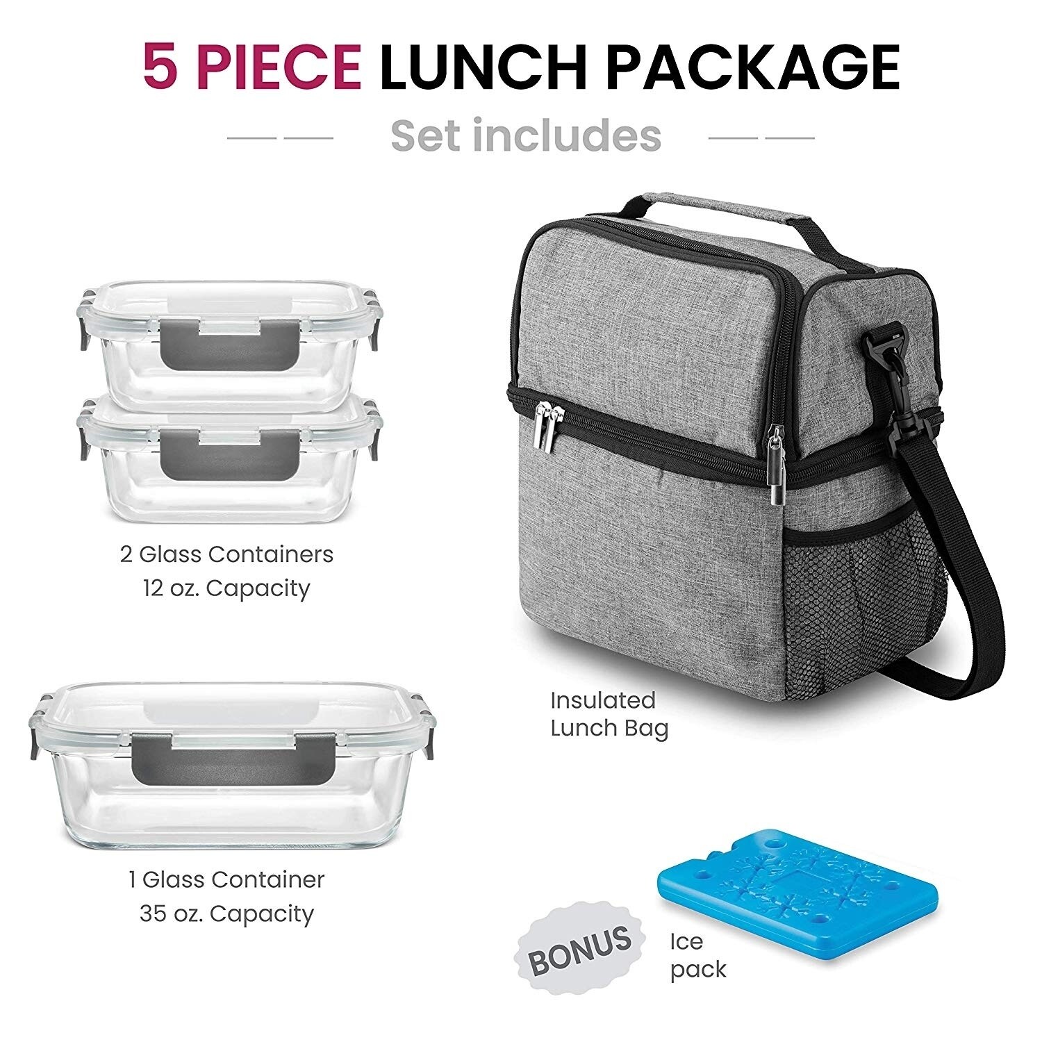 dual compartment insulated lunch bag