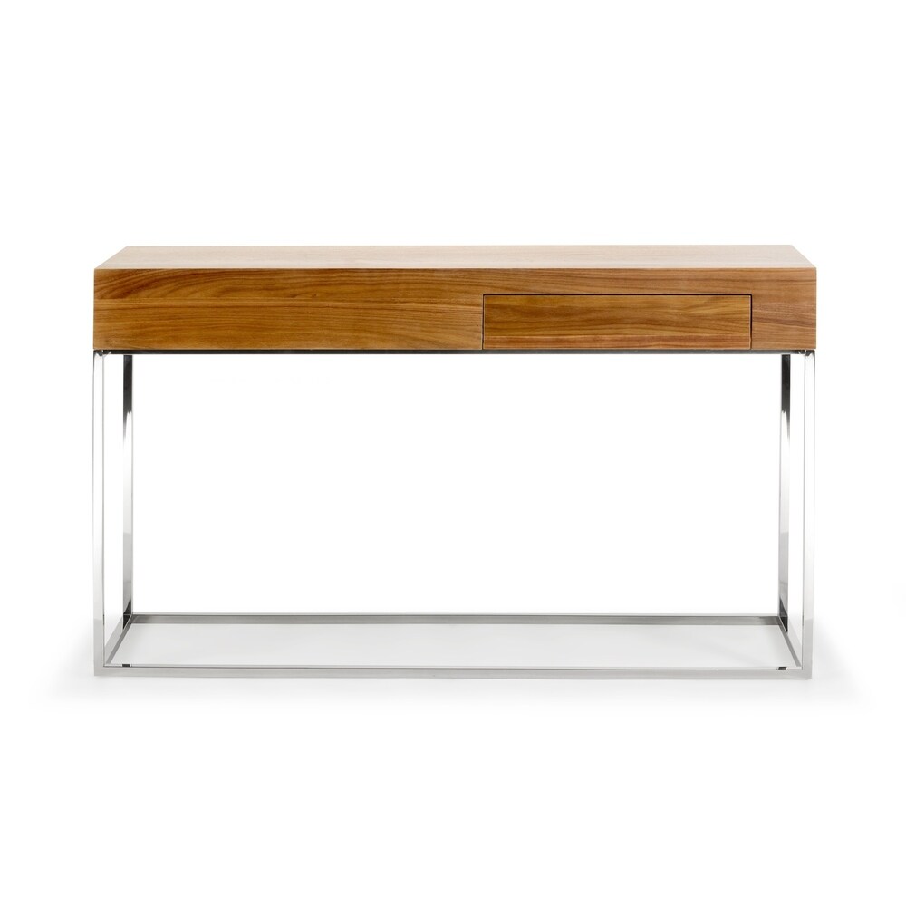 Porch and Den Brunswick Natural Wood/ Steel Console Table
