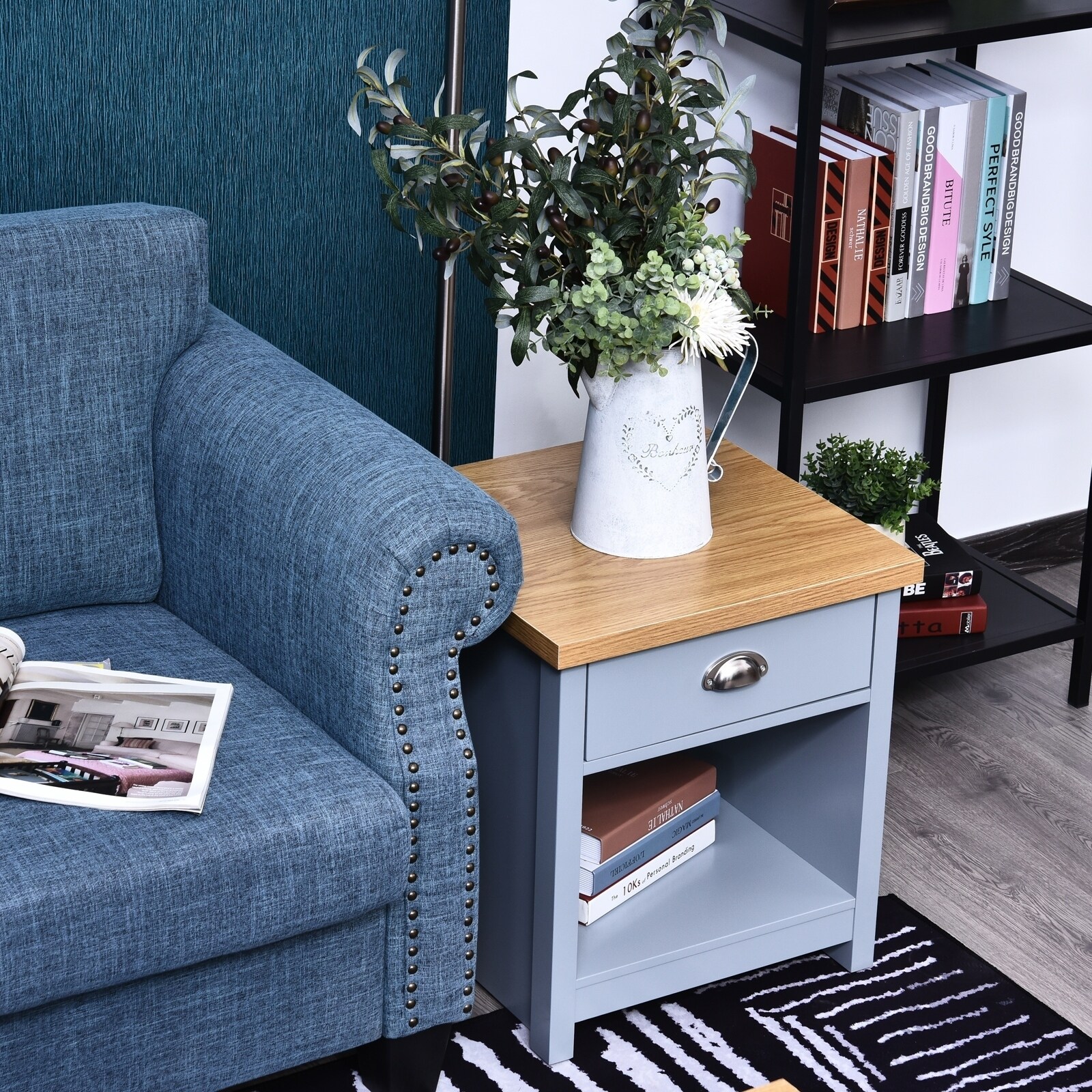 Shop Homcom Bedside Table Night Stand With A Spacious Drawer