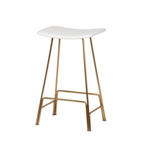 Janet Counter Stool Gold Frame White Leather