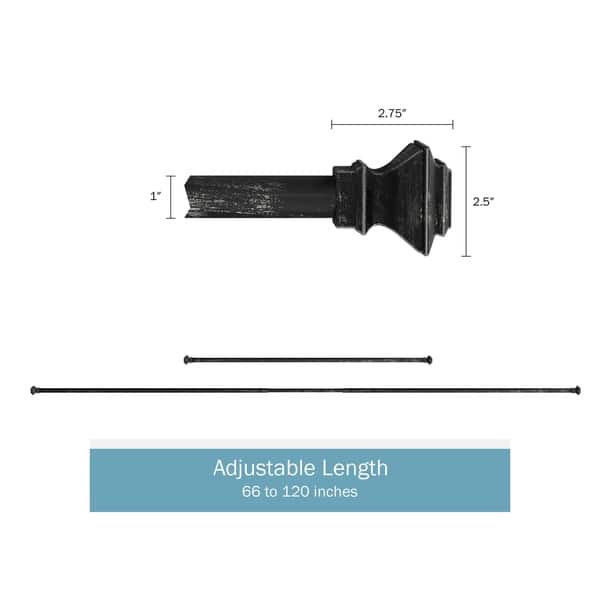 dimension image slide 2 of 3, 1-Inch Decorative Modern Square Finial Curtain Rod