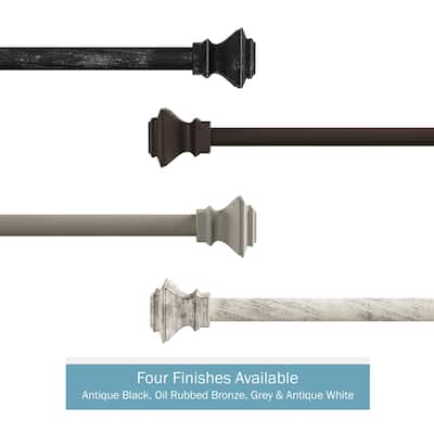 1-Inch Decorative Modern Square Finial Curtain Rod