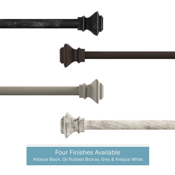 slide 2 of 19, 1-Inch Decorative Modern Square Finial Curtain Rod