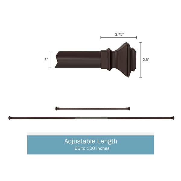 dimension image slide 0 of 3, 1-Inch Decorative Modern Square Finial Curtain Rod
