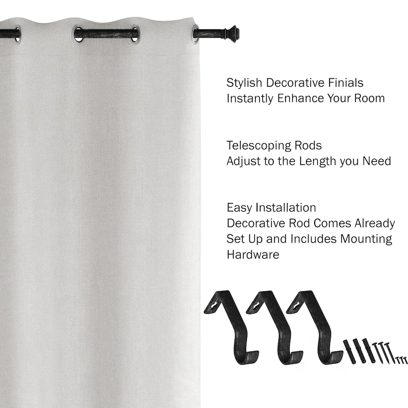1-Inch Decorative Modern Square Finial Curtain Rod