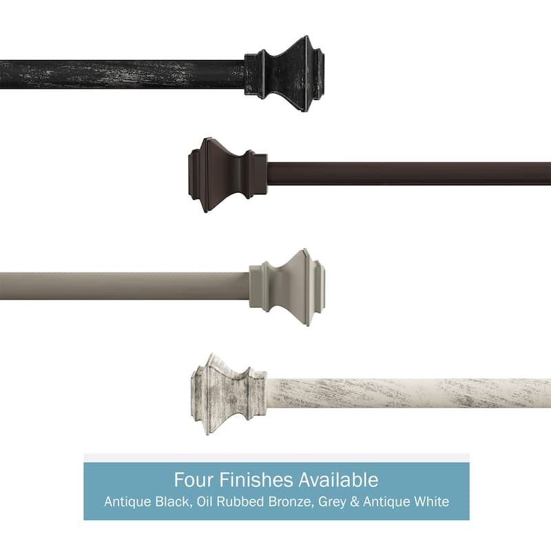 1-Inch Decorative Modern Square Finial Curtain Rod
