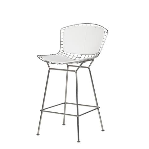 Bel Air Style Stainless Steel Counter Stool White Seat Pad