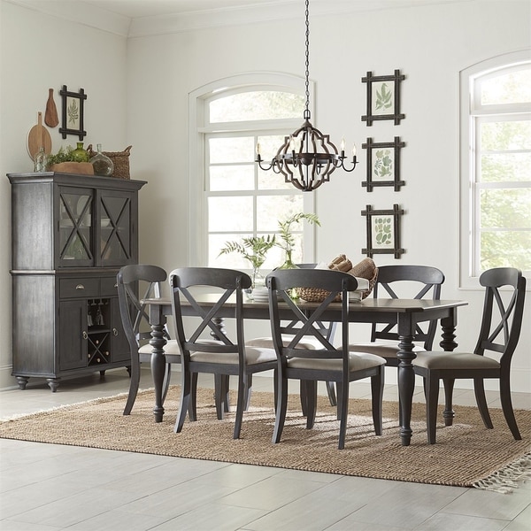 Ocean Isle Slate with Weathered Pine 7-piece Rectangular Table Set
