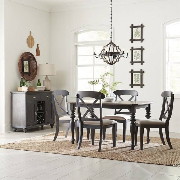 Ocean Isle Slate with Weathered Pine 5-piece Rectangular Table Set