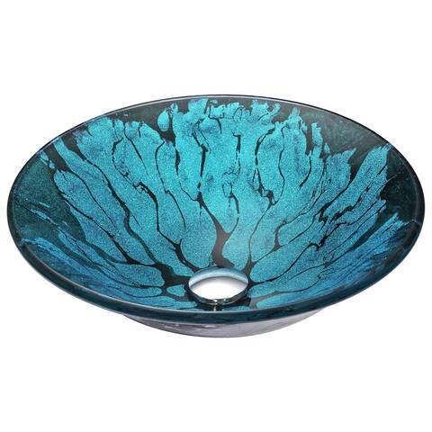 ANZZI Telina Deco-Glass Vessel Sink in Lustrous Blue and Black