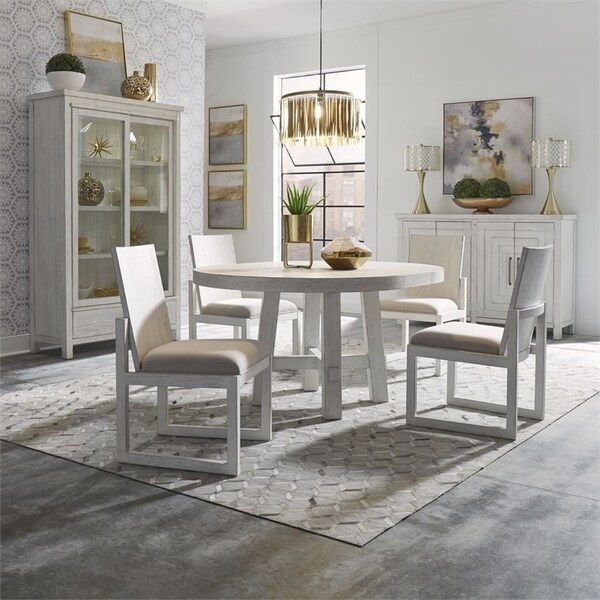 Modern Farmhouse Flea Market White Optional 5-piece Round Table Set