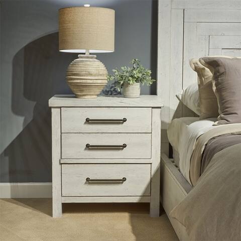 Modern Farmhouse Flea Market White 3 Drawer Nightstand By Today