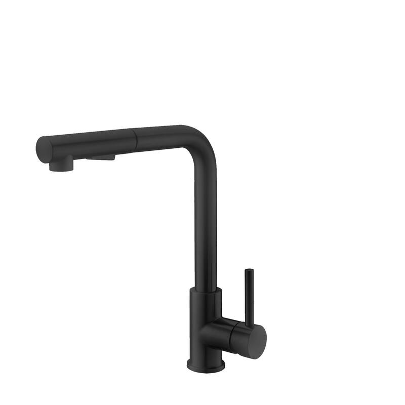 Solid Stainless Steel Sink Kitchen Faucet, Matte Black Finish Kitchen Sink Faucet K130N (Matte Black) - Faucet Height: 12 3/8" - Faucet Height: 12 3/8" - Matte Black