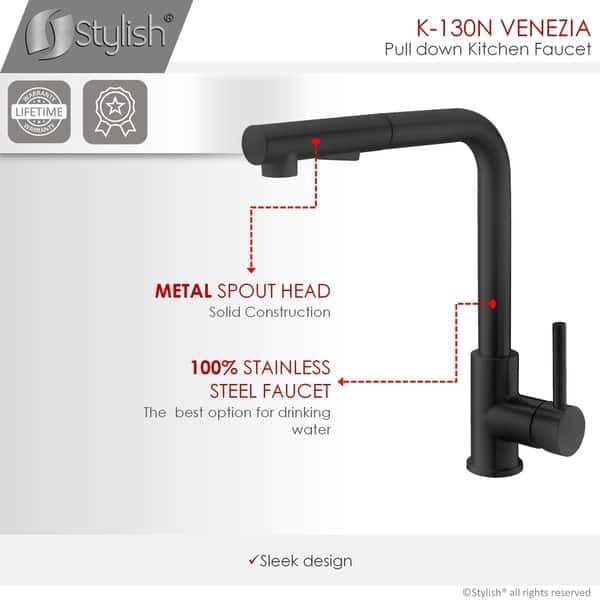 Shop Solid Stainless Steel Sink Kitchen Faucet Matte Black Finish