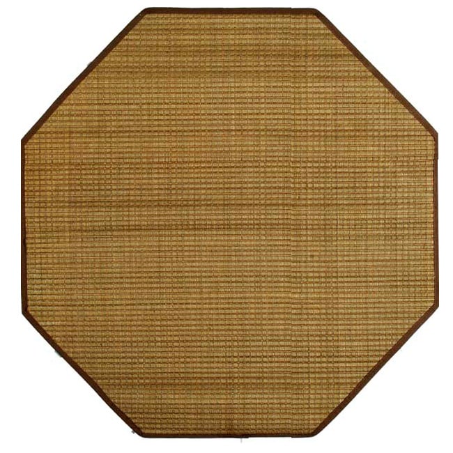 Tan Woven Bamboo Rug (5 X 5)