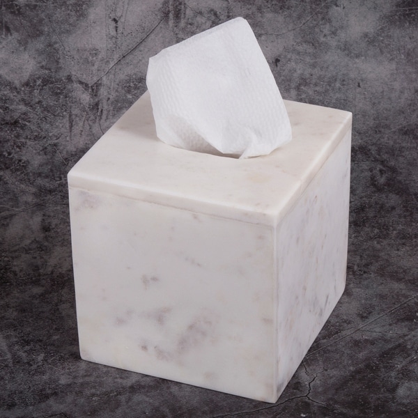 Creative Home Off-White Marble Tissue Box Holder, Tissue Box Cover