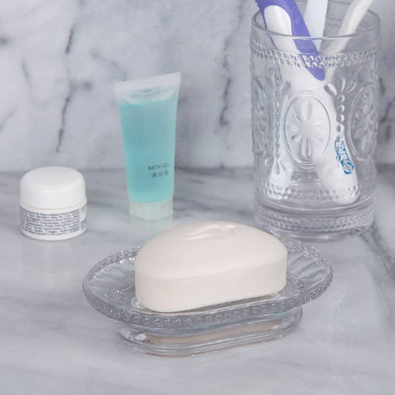 Creative Home Floral Scroll Clear Glass Soap Dish . - N/A - N/A