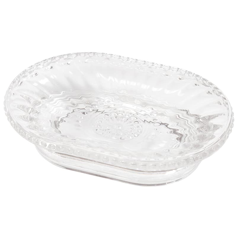 Creative Home Floral Scroll Clear Glass Soap Dish . - N/A - N/A - N/A