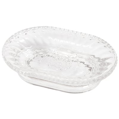 Creative Home Floral Scroll Clear Glass Soap Dish . - N/A - N/A