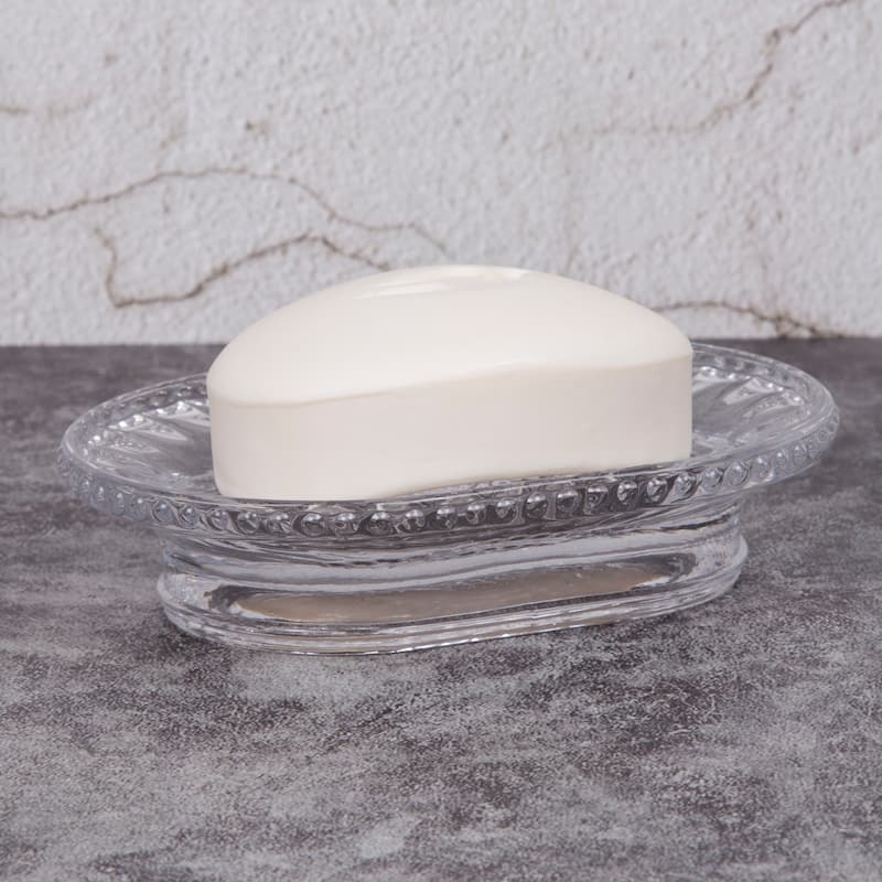 Creative Home Floral Scroll Clear Glass Soap Dish . - N/A - N/A
