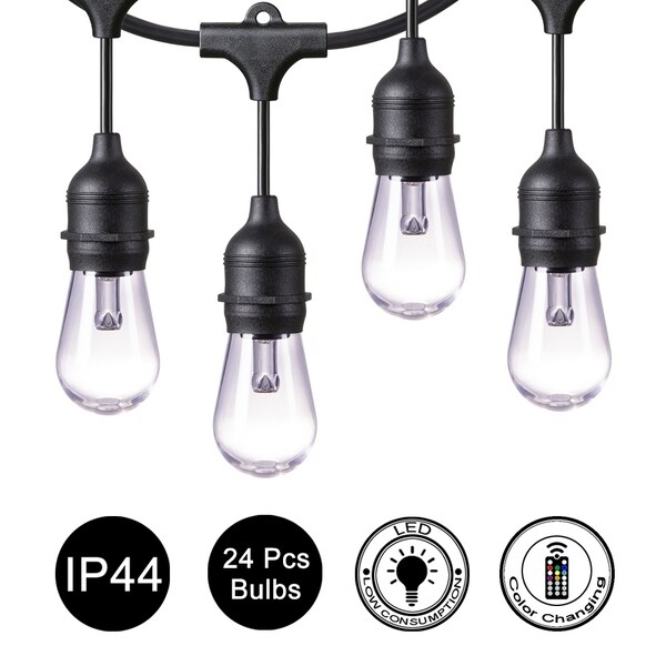 Shop 48 ft. 24-Light Waterproof Dimmable LED Smart Outdoor ...