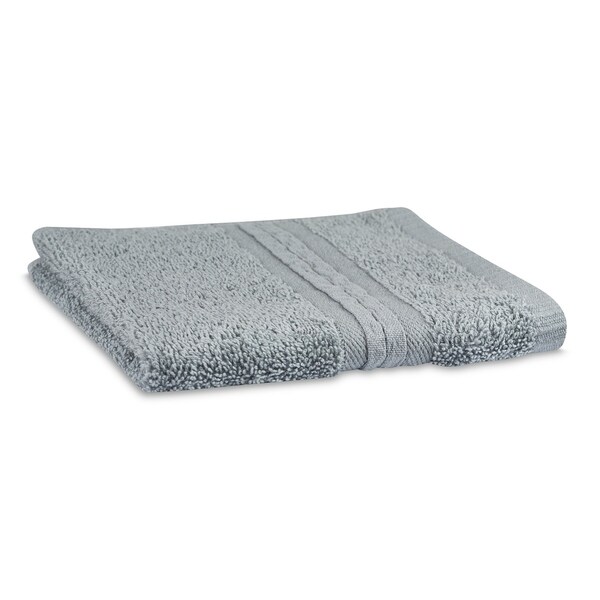 White 100/% Cotton Dobby Border Set of 6 Solid Color Terry Wash Cloths