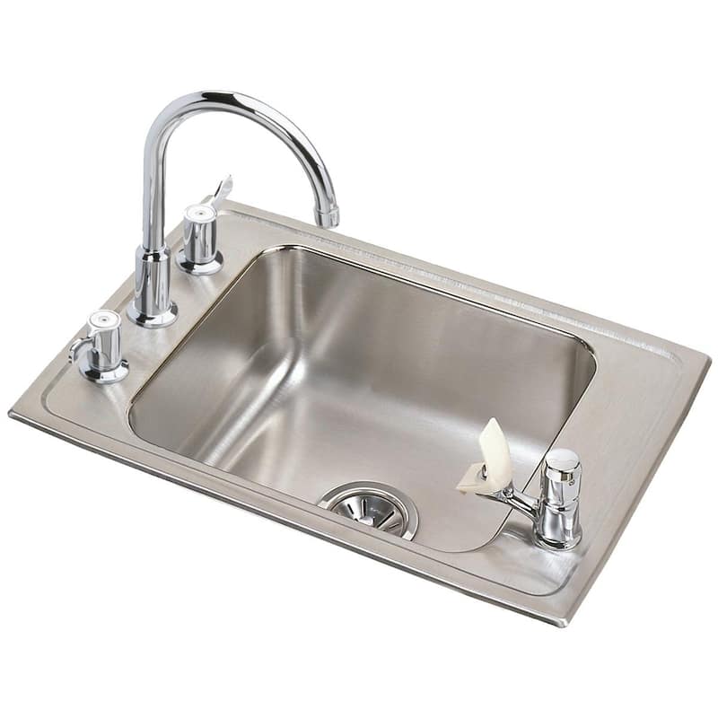 Elkay Lustertone Classic Stainless Steel 31" x 19-1/2" x 5-1/2", Single Classroom ADA Sink+Faucet/Bubbler Kit