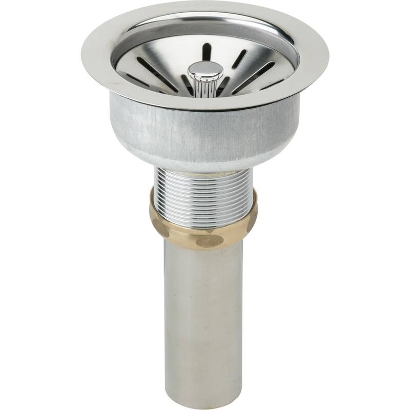 Elkay 3-1/2" Drain Fitting Type 316 Stainless Steel Body, Strainer Basket with rubber seal and Tailpiece