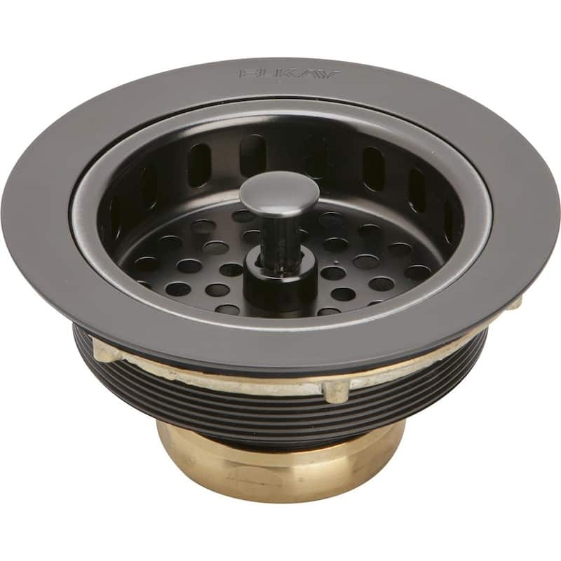 Elkay 3-1/2" Drain Fitting Antique Steel Finish Body and Basket with Rubber Stopper