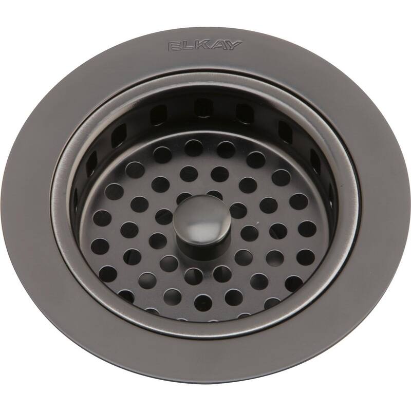 Elkay 3-1/2" Drain Fitting Antique Steel Finish Body and Basket with Rubber Stopper