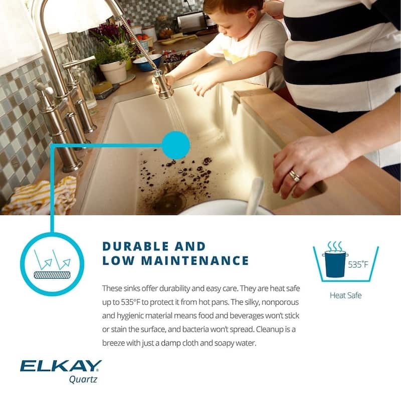 Elkay Quartz Classic 18-1/8" x 18-1/8" x 7-1/2", Single Bowl Dual Mount Bar Sink