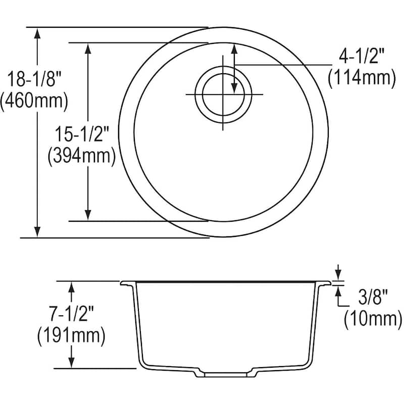 Elkay Quartz Classic 18-1/8" x 18-1/8" x 7-1/2", Single Bowl Dual Mount Bar Sink