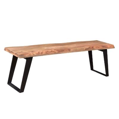 Handmade 50" Sheesham Wood Live Edge Bench (India) - 50" x 16" x 18"