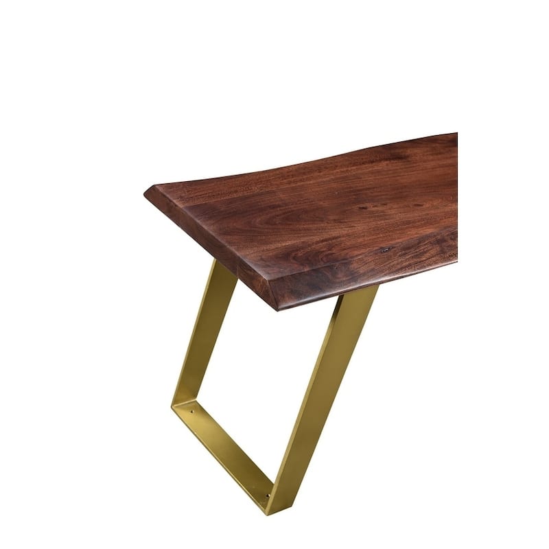 Handmade 60" Sheesham Live Edge Gold Legs Bench (India) - 60" x 16" x 18"