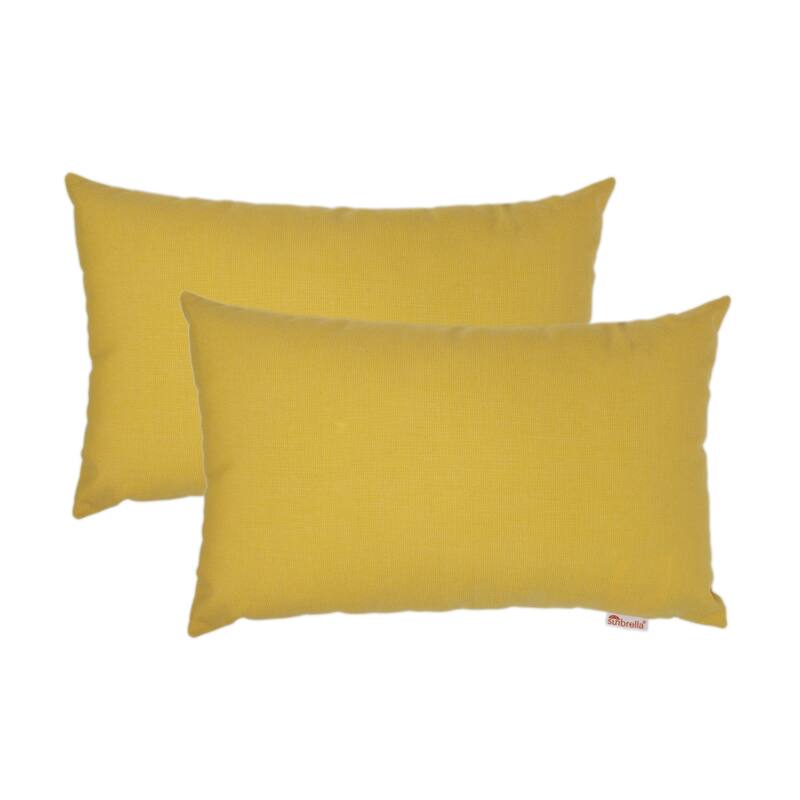 Austin Horn Classics Sunbrella® Spectrum Daffodil Boudoir Outdoor Pillow 2-pack - 13" x 20" - 13" x 20" - Daffodil