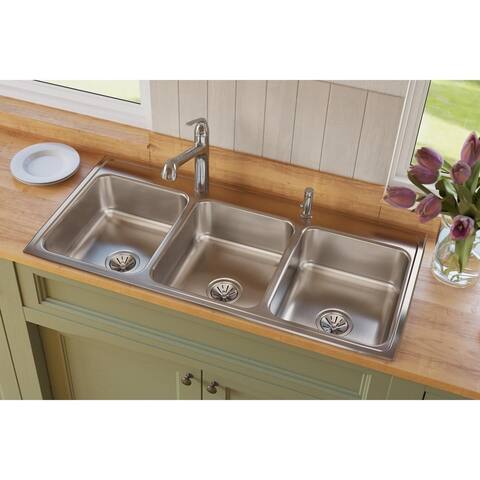 Elkay Lustertone Classic Stainless Steel 46" x 22" x 7-5/8", Triple Bowl Drop-in Sink